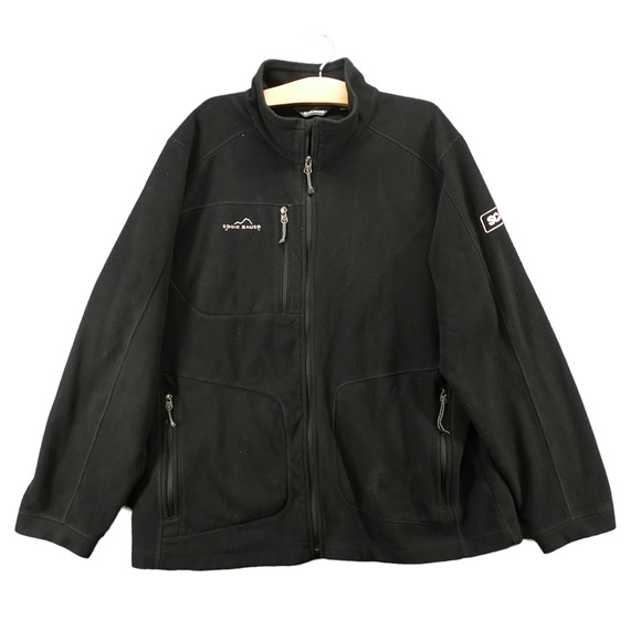 Eddie Bauer Men's EB230 Wind Resistant Full Zip Fleece Jacket Black XL Logo - Picture 1 of 15
